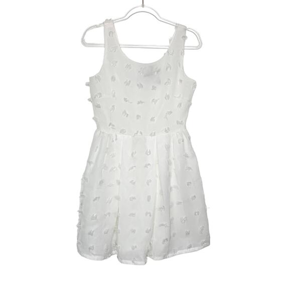 MOLLY BRACKEN Sleeveless Mini Dress Fit & Flare Textured Polka Dot White Size S - Picture 2 of 9